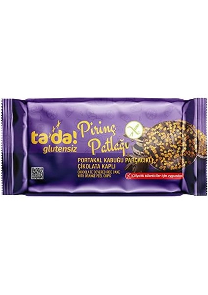 Glutensiz Çikolata Kaplı Portakal Kabuğu Parçacıklı Pirinç Patlağı 84 G