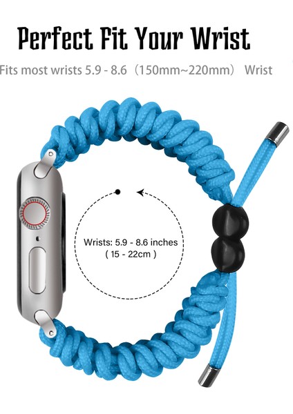 Apple Watch Series 10 46MM/ULTRA 2 Ultra 49MM/9 8 7 45MM/SE (2023) Se (2022) Se 6 5 4 44MM/3 2 1 42MM-MAVI Için Ayarlanabilir Örgülü Halat Yeni Stil Saat Kayışı Değişimi (Yurt Dışından) indirimleri