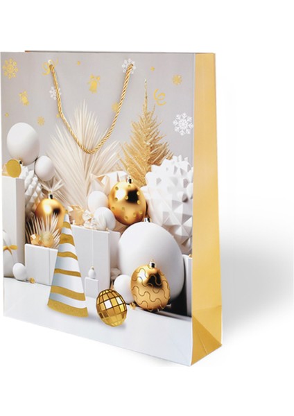 Yılbaşı Temalı Lüks Karton Çanta Ip Detaylı 31 x 40 cm 5 Adet