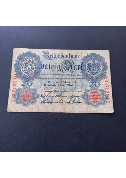 3996368F4225490274 1914 Almanya N.051 Serisi 20MARK Çt Eski Yabancı Kağıt Para