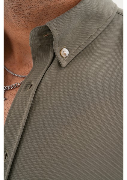 Gömlek Örme Petek Kumaş Mevsimlik Likralı Regular Erkek Gömlek modelleri