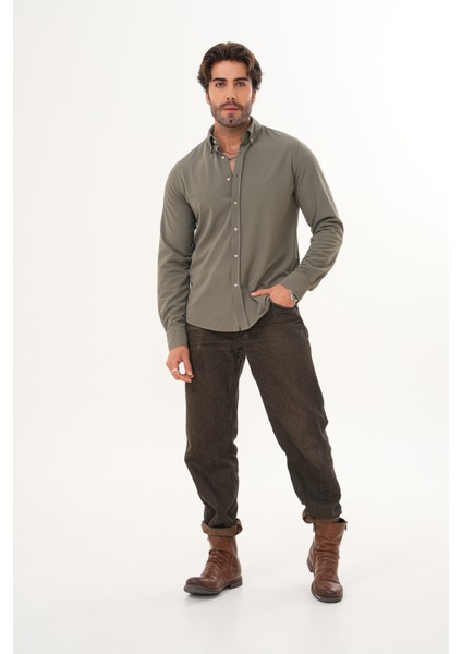 Gömlek Örme Petek Kumaş Mevsimlik Likralı Regular Erkek Gömlek indirimleri