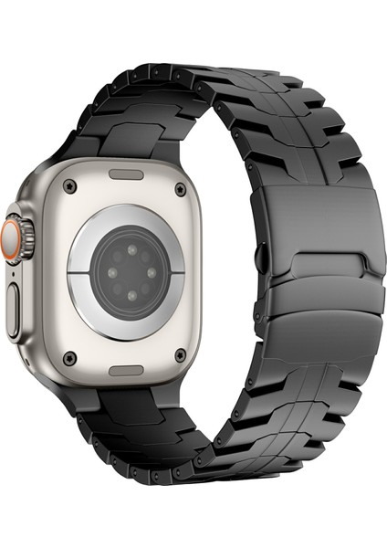 Apple Watch Series 10 46MM/ULTRA 2 Ultra 49MM/SERIES 9 8 7 45MM/SE (2023) Se (2022) Se 6 5 4 44MM/3 2 1 42MM Için Metal Saat Kayışı - Siyah (Yurt Dışından)