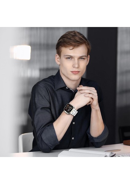 Apple Watch Series 10 46MM/ULTRA 2/ultra 49MM/9 8 7 45MM/SE (2023) Se (2022) Se 6 5 4 44MM/3 2 1 42MM Paslanmaz Çelik Bant - Gümüş (Yurt Dışından) indirimleri