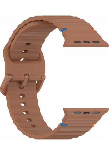 Apple Watch Series 10 46MM/ULTRA 2 Ultra 49MM/SERIES 9 8 7 45MM/SE (2023) Se (2022) Se 6 5 4 44MM/3 2 1 42MM Kahverengi Bant Için Silikon Kayış (Yurt Dışından)