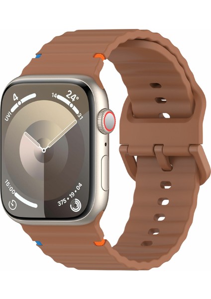 Apple Watch Series 10 46MM/ULTRA 2 Ultra 49MM/SERIES 9 8 7 45MM/SE (2023) Se (2022) Se 6 5 4 44MM/3 2 1 42MM Kahverengi Bant Için Silikon Kayış (Yurt Dışından) modelleri