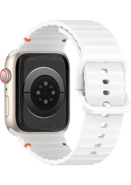 Apple Watch Series 10 46MM/ULTRA 2/ultra 49MM/9 8 7 45MM/SE (2023) Se (2022) Se 6 5 4 44MM/3 2 1 42MM Bant-Beyaz Için Kalebol Silikon Kayış (Yurt Dışından)