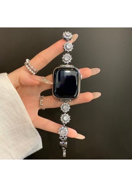 Apple Watch Series 10 42MM/9 8 7 41MM/SE (2023) Se (2022) Se 6 5 4 40MM/3 2 1 38MM Zirkonyum Bileklik - Gümüş (Yurt Dışından) indirimleri