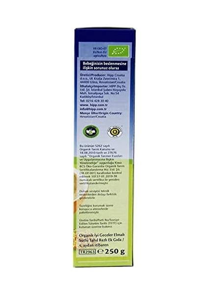 Hipp Organik Iyi Geceler Sütlü Elmalı 250 gr modelleri
