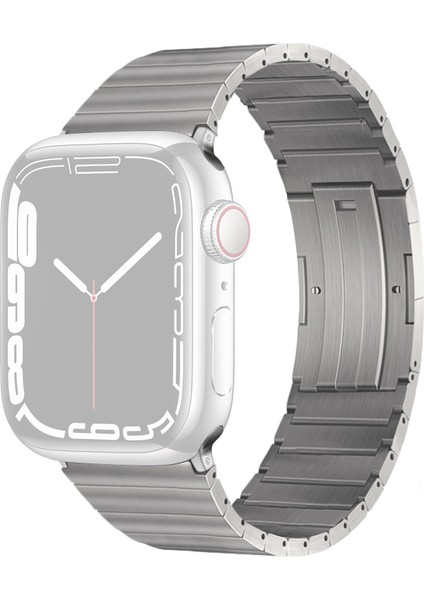 Apple Watch 10 46MM/ULTRA 2/ultra 49MM/9 8 7 45MM/SE (2023) Se (2022) Se 6 5 4 44MM/3 2 1 42MM Titanyum Alaşımlı Metal Kayış-Gümüş (Yurt Dışından)