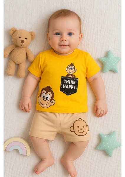 Maymun Desenli 2li Erkek Bebek Takım