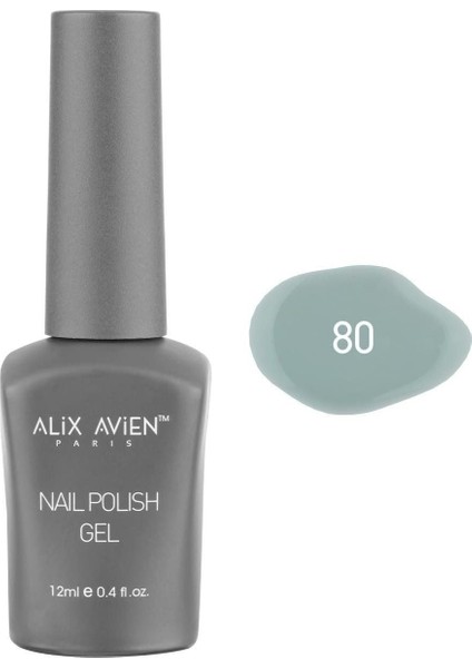 Alıx Avıen Su Yeşili Kalıcı Oje 80-Yoğun Renk Veren Jel Oje 12 Ml-Nail Uv Gel Polish 80