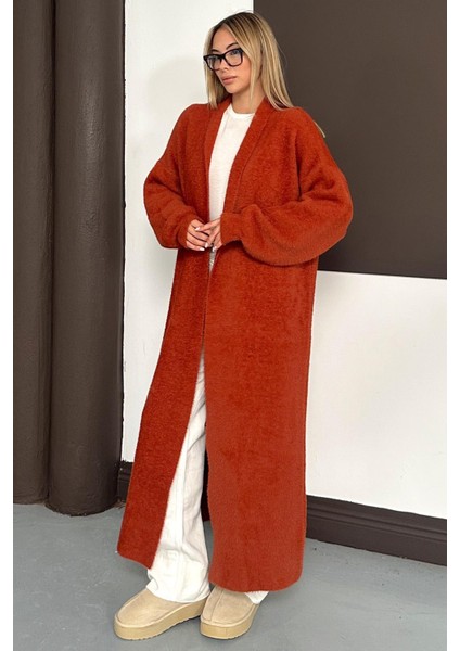 Uzun Salaş Triko Hırka Kiremit 8245 modelleri