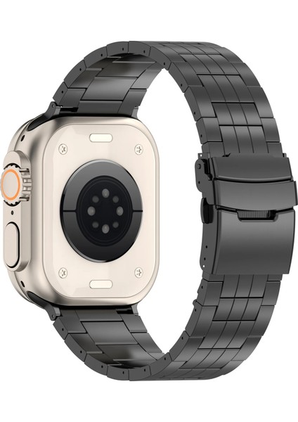 Apple Watch Series 10 42MM/9 8 7 41MM/SE (2023) Se (2022) Se 6 5 4 40MM/3 2 1 38MM Saat Kayışı 5 Boncuklu Titanyum Alaşımlı Bilezik-Siyah (Yurt Dışından)