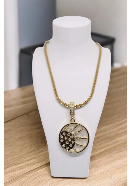 Kadın Paslanmaz Çelik Kolye – Güneş ve Yıldız Figürlü Zarif Hediye Seti