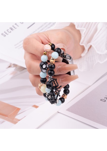 Apple Watch Series 10 Ultra 9 8 7 Se 6 5 4 3 2 1 46MM 49MM 45MM 44MM 42MM Için Örümcekli Kolye Ucuyla Parlayan Kayış - Mavi Işık + Siyah (Yurt Dışından) fırsatları