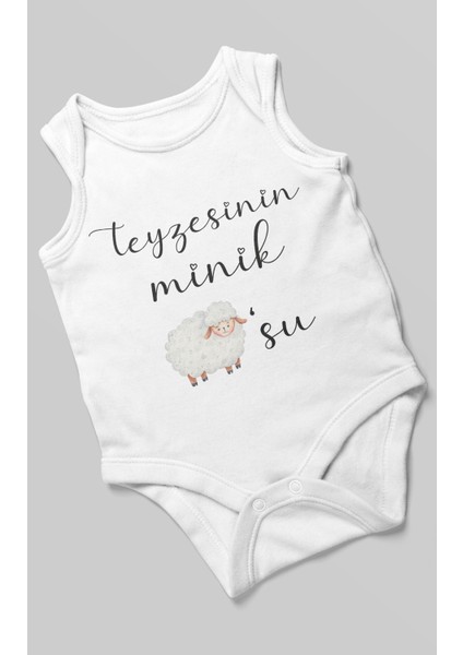 Teyzesinin Minik Kuzusu Baskılı Bebek Zıbını – Çıtçıtlı Body 8 Renk | %100 Pamuk Sıfır Kol modelleri