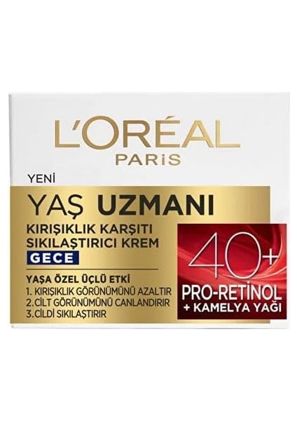 L’oréal Paris Yaş Uzmanı 40+ Kırışıklık Karşıtı Sıkılaştırıcı Gece Kremi