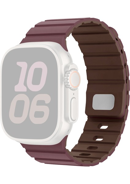 Apple Watch Series 10 Ultra 9 8 7 Se 6 5 4 3 2 1 46MM 49MM 45MM 44MM 42MM Manyetik Silikon Bant Hızlı Çıkarma Kayışı - Dumanlı Mor/çikolata (Yurt Dışından)
