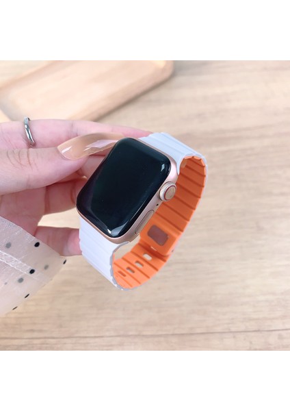 Apple Watch Series 10 Ultra 9 8 7 Se 6 5 4 3 2 1 46MM 49MM 45MM 44MM 42MM Manyetik Silikon Bant Hızlı Çıkarma Kayışı - Dumanlı Mor/çikolata (Yurt Dışından) modelleri