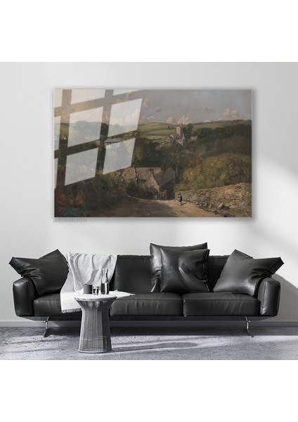 Cam Yatay Duvar Tablosu Cam Vintage Kirsal Manzarasi3 Ev Ofis Salon Modern Duvar Tablosu