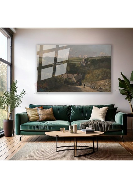 Cam Yatay Duvar Tablosu Cam Vintage Kirsal Manzarasi3 Ev Ofis Salon Modern Duvar Tablosu modelleri