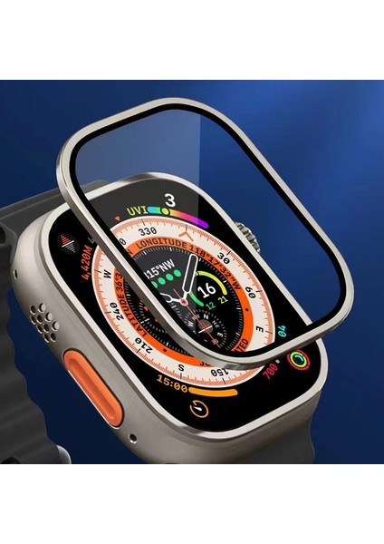 Apple Watch Ultra 2 49MM/ULTRA 49MM Ekran Koruyucu Titanyum Alaşımlı Çerçeve Yüksek Alüminyum-Silikon Cam Filmi-Altın (Yurt Dışından) fırsatları