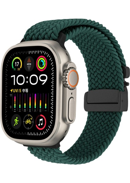 Apple Watch Series 10, 9, 8, 7, Se, 6, 5, 4, 3, 2, 1, 42 Mm, 41 Mm, 40 Mm, 38 mm Paraşüt Tokalı Naylon Örgülü Saat Kayışı - Orman Yeşili (Yurt Dışından) fırsatları