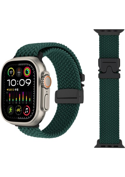Apple Watch Series 10, 9, 8, 7, Se, 6, 5, 4, 3, 2, 1, 42 Mm, 41 Mm, 40 Mm, 38 mm Paraşüt Tokalı Naylon Örgülü Saat Kayışı - Orman Yeşili (Yurt Dışından) indirimleri