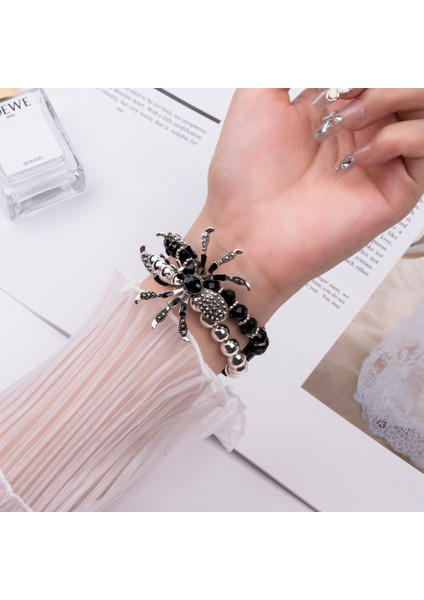 Apple Watch Series 10 42MM/9 8 7 41MM/SE (2023) Se (2022) Se 6 5 4 40MM/3 2 1 38MM Örümcek Boncuklu Kayış Bileklik-Gümüş (Yurt Dışından) modelleri