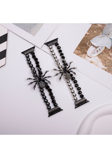 Apple Watch Series 10 42MM/9 8 7 41MM/SE (2023) Se (2022) Se 6 5 4 40MM/3 2 1 38MM Örümcek Boncuklu Kayış Bileklik-Gümüş (Yurt Dışından) indirimleri