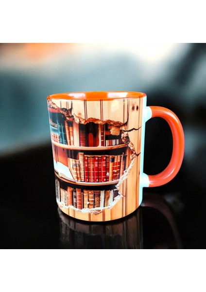 Kütüphane Tasarım Kupa- Renkli Iç Tasarımlı Ev-Ofis Kupası- Çay-Kahve-Doğum Günü Hediyesi Kupa fiyatları