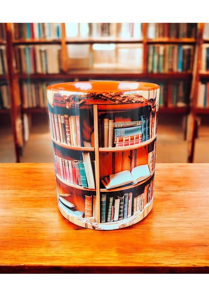 Kütüphane Tasarım Kupa- Renkli Iç Tasarımlı Ev-Ofis Kupası- Çay-Kahve-Doğum Günü Hediyesi Kupa modelleri