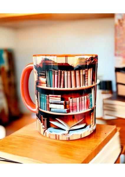 Kütüphane Tasarım Kupa- Renkli Iç Tasarımlı Ev-Ofis Kupası- Çay-Kahve-Doğum Günü Hediyesi Kupa fırsatları
