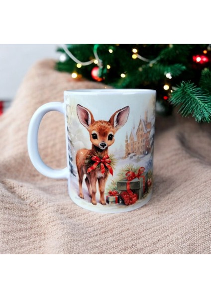 Tatlı Hayvan Figürlü Yılbaşı Tasarım Kupa-Hediyelik Kupa Bardak fiyatları