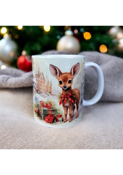 Tatlı Hayvan Figürlü Yılbaşı Tasarım Kupa-Hediyelik Kupa Bardak modelleri