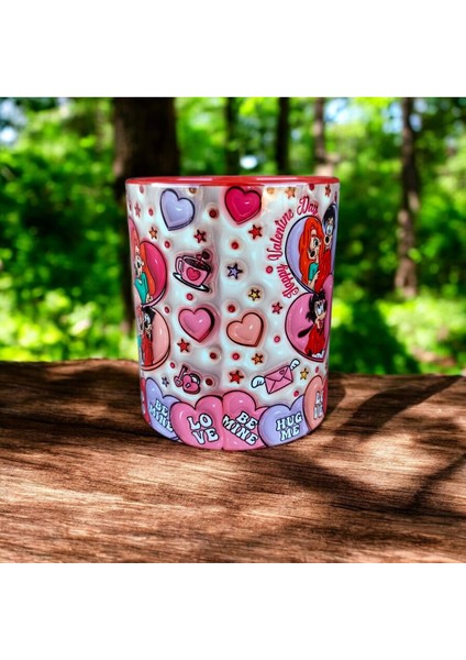 Max Goof & Roxanne Sevgililer Tasarım Kupa-Sevgililer Günü-Doğum Günü-Yılbaşı Hediyelik Renkli Kupa fırsatları