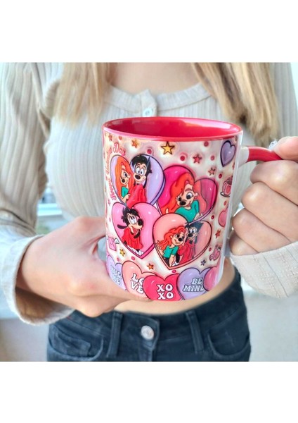 Max Goof & Roxanne Sevgililer Tasarım Kupa-Sevgililer Günü-Doğum Günü-Yılbaşı Hediyelik Renkli Kupa indirimleri