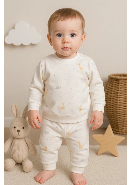 Zürafa Desenli 2 Parça Erkek Bebek Takım % 100 Pamuk