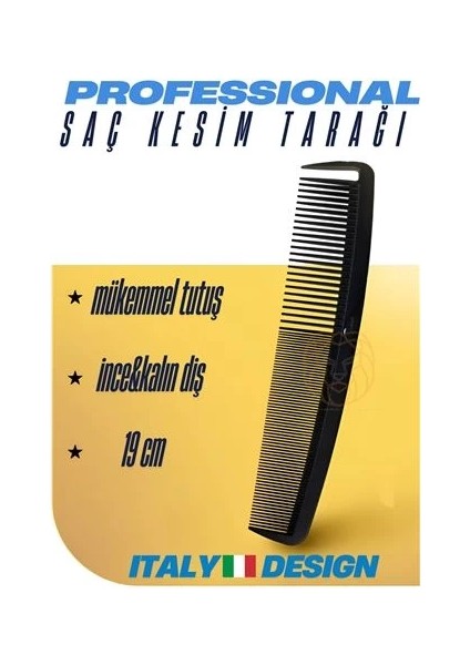 Profesyonel Saç Kesim Tarağı Geniş Diş ve Ince Diş Tarak Saç Şekillendirme Düzeltme Tarağı