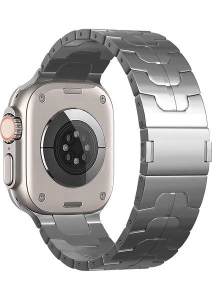 Apple Watch Series 10 42MM/9 8 7 41MM/SE (2023) Se (2022) Se 6 5 4 40MM/3 2 1 38MM Manyetik Tokalı Titanyum Alaşımlı Bant-Gri (Yurt Dışından)