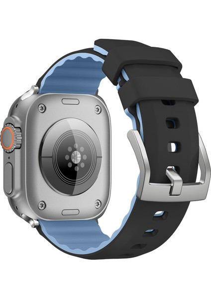 Kalebol Apple Watch Series 10 42MM/9 8 7 41MM/SE (2023) Se (2022) Se 6 5 4 40MM/3 2 1 38MM Watch Band Çift Renkli Silikon Kayış-Siyah (Yurt Dışından)