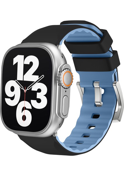 Kalebol Apple Watch Series 10 42MM/9 8 7 41MM/SE (2023) Se (2022) Se 6 5 4 40MM/3 2 1 38MM Watch Band Çift Renkli Silikon Kayış-Siyah (Yurt Dışından) indirimleri