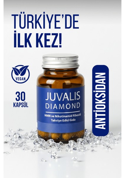 Diamond Longevity Complex Nad⁺, Resveratrol, COQ10, Quercetin, Yenilenme, Anti-Aging 30 Kapsül