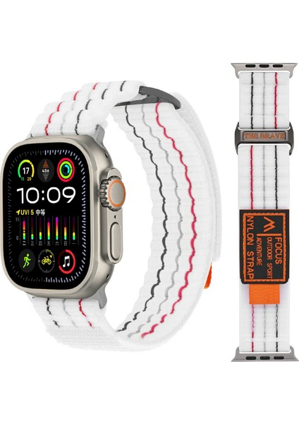 Apple Watch Series 10 46MM/ULTRA 2/ultra 49MM/9 8 7 45MM/SE (2023) Se (2022) Se Naylon Döngülü Saat Kayışı-Beyaz (Yurt Dışından) fırsatları