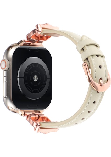 Apple Watch Series 10 46MM/ULTRA 2 Ultra 49MM/9 8 7 45MM/SE (2023) Se (2022) Se 6 5 4 44MM/3 2 1 42MM Saat Kayışı - Gül Altın/starlight (Yurt Dışından)