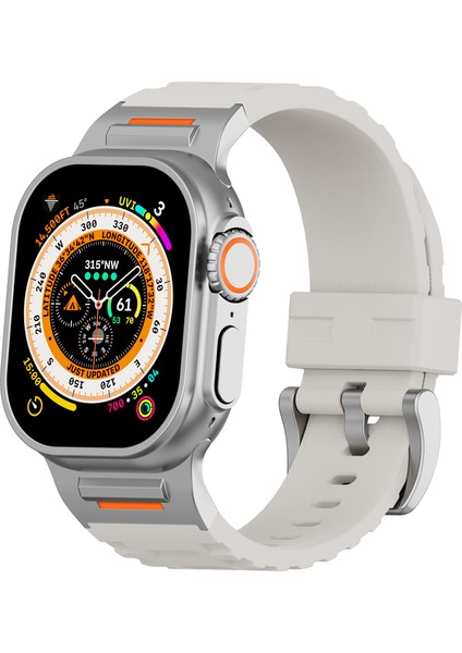 Apple Watch Series 10 46MM/ULTRA 2/ultra 49MM/9 8 7 45MM/SE (2023) Se (2022) Se 6 5 4 44MM/3 2 1 42MM-STARLIGHT Için Sıvı Silikon Kayış (Yurt Dışından) modelleri