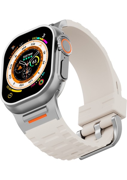 Apple Watch Series 10 46MM/ULTRA 2/ultra 49MM/9 8 7 45MM/SE (2023) Se (2022) Se 6 5 4 44MM/3 2 1 42MM-STARLIGHT Için Sıvı Silikon Kayış (Yurt Dışından) indirimleri