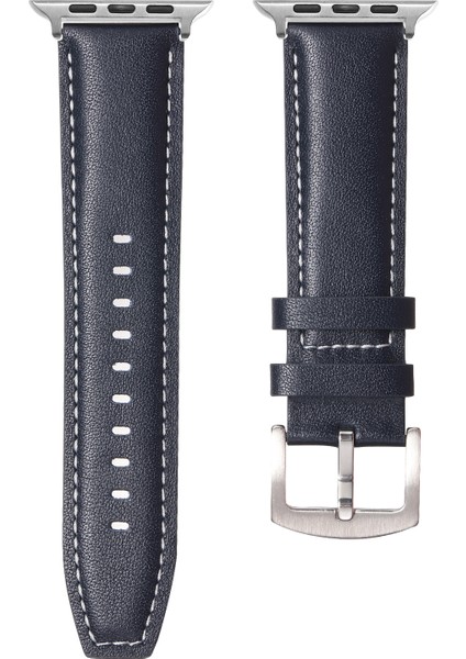 Apple Watch Series 10 46MM/ULTRA 2 Ultra 49MM/9 8 7 45MM/SE (2023) Se (2022) Se 6 5 4 44MM/3 2 1 42MM Düz Dokulu Saat Kayışı - Koyu Mavi (Yurt Dışından) fırsatları