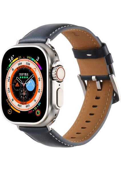 Apple Watch Series 10 46MM/ULTRA 2 Ultra 49MM/9 8 7 45MM/SE (2023) Se (2022) Se 6 5 4 44MM/3 2 1 42MM Düz Dokulu Saat Kayışı - Koyu Mavi (Yurt Dışından) indirimleri